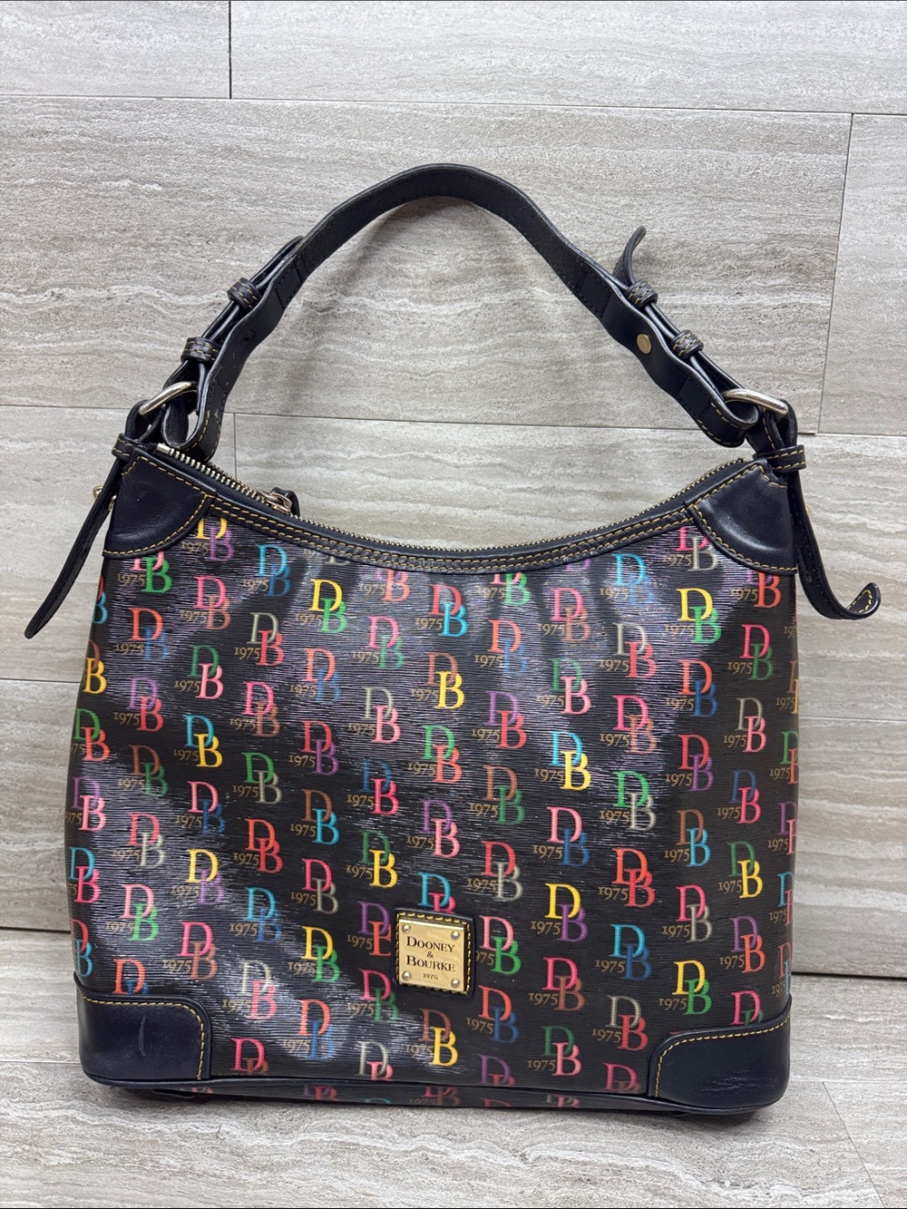 Dooney & Bourke DB75 Multi Logo Hobo Shoulder Bag